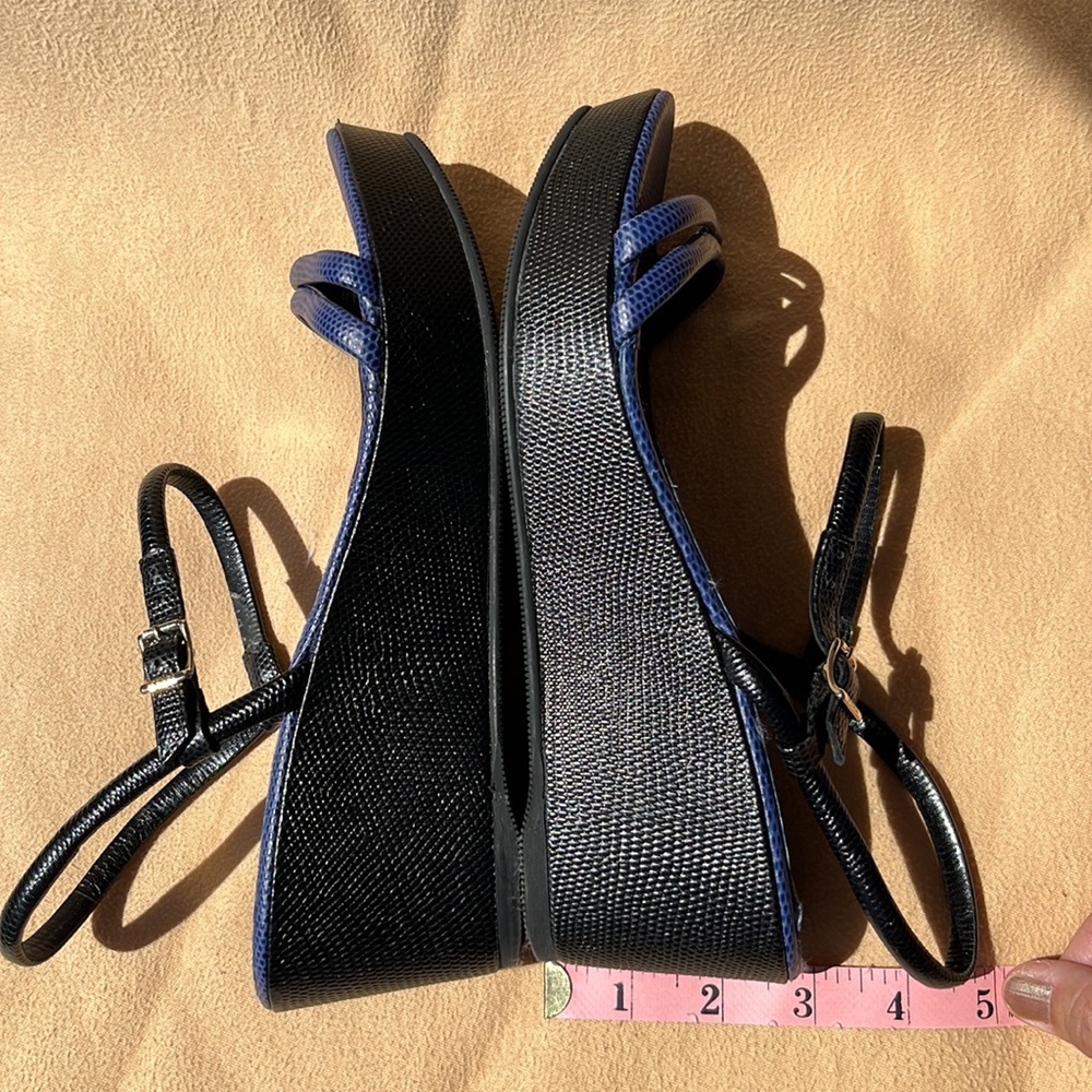 Authentic Fendi Blue Leather Platform Wedge - Picture 10 of 16